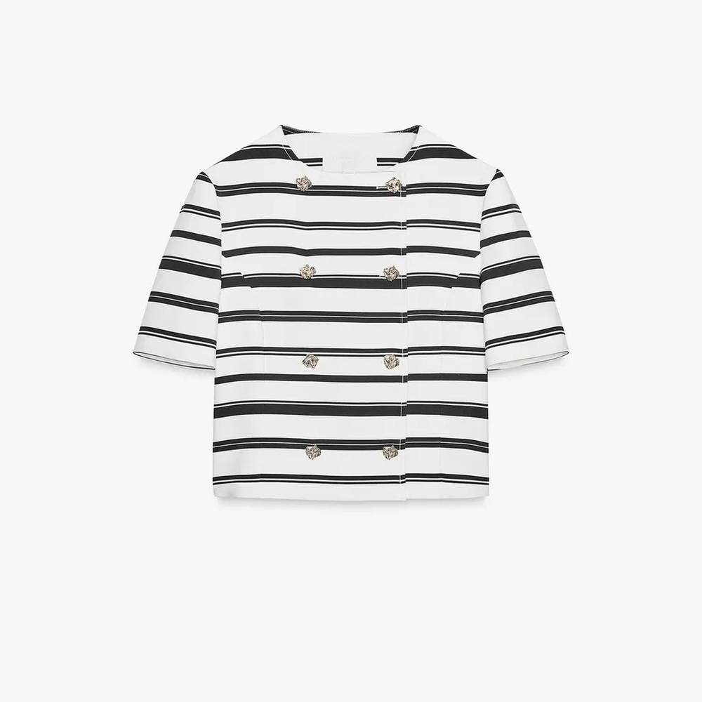 ZARA Striped d Short Sleeve Blazer